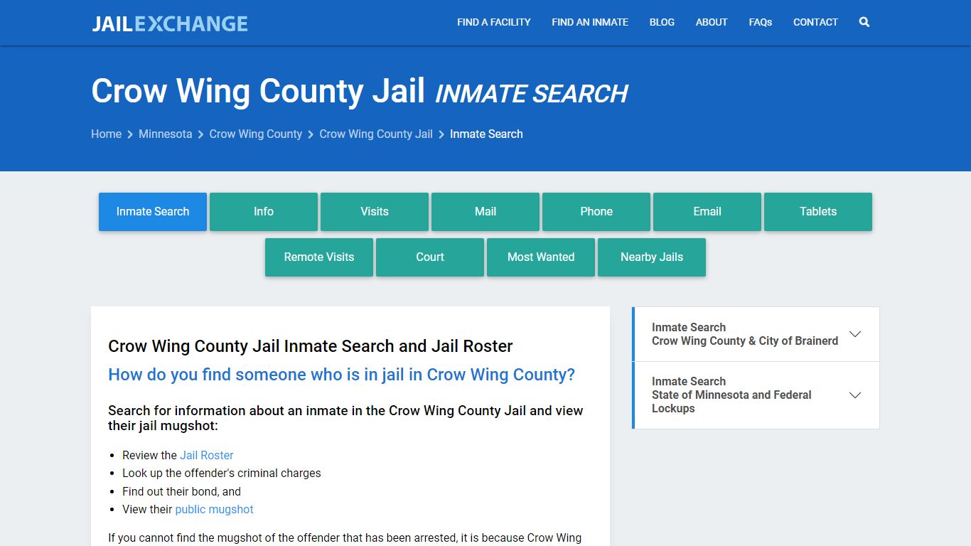 Inmate Search: Roster & Mugshots - Crow Wing County Jail, MN